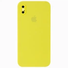 Чехол-накладка Silicone Full case camera SQUARE (квадратные) для IPhone Xs Max Flash (10) желтый