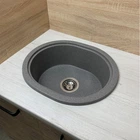 Кухонная мойка из искусственного камня/кварцевая 500х425х180мм, овальная CIRCUM Adamant Серый (34900500425)