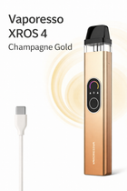 Под система Vaporesso XROS 4 Champagne Gold вейп1000 мАч многоразовая электронка иксрос 4 до 30 Вт картриджи 2 мл / 3 мл