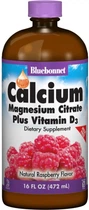 Рідкий кальцій цитрат магнію + Вітамін D3 Bluebonnet Nutrition рідина 472 мл Малина (743715006942)