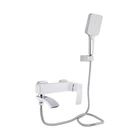 Смеситель для ванны Qtap Swan Cascada с душевым гарнитуром, хром/белый (QTSWA260CRW45569)