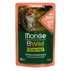 Влажный корм для котов Monge cat wet bwild grain free sterilised Лосось с креветками и овощами 85 г