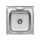 Кухонна мийка Kroner KRP Satin 5050 500×500 мм, нержавіюча сталь, накладна, квадратна, гладка (сатинова, матова), 0.6 мм
