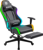 Геймерское кресло Defender Watcher полиуритановое с RGB подсветкой и подножкой Черный