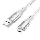 Кабель USB Borofone BX96, USB to MicroUSB, 2.4А, 1m, серый