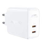 Сетевое зарядное устройство Acefast A29, 2 Type-C, QC, PD 50W, белое