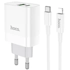 Зарядний пристрій Hoco C80A USB/ Type-C QC PD 20W білий + кабель Type-C to Lightning