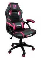 Игровое кресло Extreme EX Blue чёрно-розовое экокожа + мембранная ткань, 117×65×49 см, 120 кг