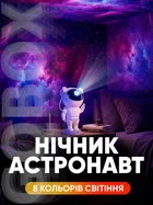 Ночник проектор Астронавт Космонавт Astronaut лазерный детский светильник звездного неба галактики звездное небо с пультом (стоячий) белый с оранжевым
