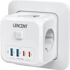 Зарядний пристрій для телефону Lencent трійник на 3 розетки з двома USB і Type C мережевий розгалужувач