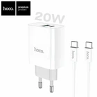 Зарядний пристрій Hoco C80A 20W PD QC3.0 Type-C + USB-A з кабелем USB-C to USB-C 1м, комплект швидкої зарядки