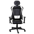 Ігрове крісло 1stPlayer FK2 навантаження до 160 кг з подушкою та підлокітником Black-White (FK2-BKWH)