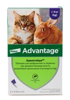 От блох и клещей Elanco Advantage 80 для кошек свыше 4 кг 1 пипетка*0,8мл (54166)