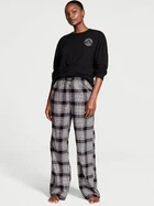 Бавовняна піжама (лонгслів + штани) Victoria's Secret Flannel Short-Sleeve Long Tee-Jama Set S Regular Чорна (2671316D)