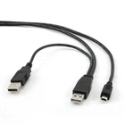 Кабель USB 2.0 AM - miniUSB (5P), 0.9 м, чорний, Cablexpert, додаткове USB живлення (CCP-USB22-AM5P-3)