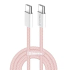 Кабель Type-C - Type-C, 1 м, рожевий, ColorWay, 60 Вт, 3A, Braided Cotton (CW-CBPDCC061-P)