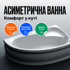 Ванна кутова Swan Bianka R 155×95 см акрилова асиметрична права з сидінням ніжками та екраном для дому