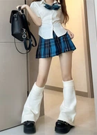 Гетры клеш в стиле аниме трикотажные однотонные молочные One Size