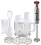 Блендер Monte MT-1910 W, White/Inox, 1000W, занурювальний, 2 швидкості з плавним регулюванням, мірний стакан 600 мл з кришкою, велика чаша подрібнювач 1750 мл, 3 диски, ножка з нержавіючої сталі, вінчик