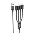 Кабель USB Hoco X76 4-in-1 IP+2Type-C+Micro 2A Чорний