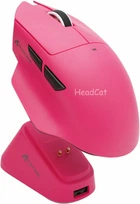 Бездротова миша ATTACK SHARK V6 Pink з док-станцією, 65g, 25000DPI, PAW3311, Bluetooth + 2,4G/кабель