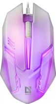 Мышь Defender Cyber MB-560L, белый, USB, оптическая, 1600 dpi, 4 кнопки, 7 цветов подсветки, 1.5 м (52561)