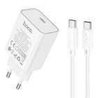 Мережевий Зарядний Пристрій Hoco C143A 1USB-C PD/QC 20W+Type-C to Type-C Бiлий