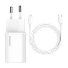 Сетевое зарядное устройство Baseus 20W Super PD Charger + Cable Type-C to Lightning (TZCCSUP-B02) White [66717]
