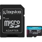 Карта памяти Kingston microSDXC Canvas Go! Plus 64GB Class 10 UHS-I U3 V30 A2 + SD адаптер (SDCG4/64GB) [138329]