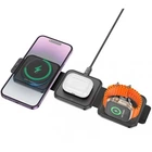 Бездротовий зарядний пристрій Hoco Unique 3-in-1 Folding Magnetic Wireless Fast Charger CQ4 15W (Black)