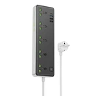 Сетевое зарядное устройство удлинитель Hoco AC13A 5x220V+3хUSB+1хType-C 2500W DC17W 1.5 м EU Черный с белым