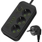 Сетевой фильтр Power Socket, удлинитель на 3 розетки с USB Type-C переноска розетка 1.85 метра, Черный