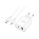 Зарядний пристрій HOCO C80A Plus Rapido 1xUSB-C PD20W + 1xUSB QC3.0 + cable USB-C to Lightning White (6931474779892) HOCO 6931474779892 925660