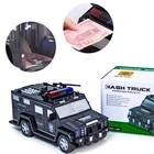 Машинка детский сейф с кодом и отпечатком пальца CASH TRUCK 6688-19A полицейская машинка грузовик Черный