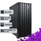 Рабочая станция AI Workstation PowerUp #64 Ryzen 9 9900x/64 GB/SSD 1TB/NVIDIA Quadro RTX6000 24GB x2 для задач искусственного интеллекта машинного обучения и вычислений с помощью графических процессоров