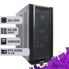 Рабочая станция AI Workstation PowerUp #63 Ryzen 9 9900x/64 GB/SSD 1TB/NVIDIA Quadro RTX6000 24GB для задач искусственного интеллекта машинного обучения и вычислений с помощью графических процессоров