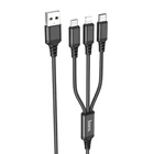 Кабель Hoco X76 3 в 1 USB 2 А 1 м в нейлоновому обплетенні чорний