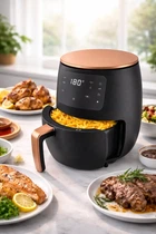Мультипечь аэрофритюрница 6л 2800w 220–240 В Silver Love сенсорная, с антипригарным покрытием, черная