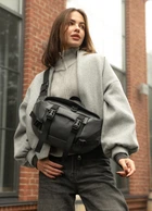 Большая женская поясная сумка бананка Sambag DynamicDart графитовая 38×21×7 см (80411009)