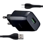 Зарядний пристрій Hoco C72Q Glorious QC3.0 Type-C чорне швидке заряджання 18W для всіх пристроїв