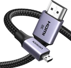 Переходник кабель UGREEN Micro HDMI-HDMI 2.1 Aluminum Shell Braided 48Gbps Ultra High Speed 2м Black (HD164)