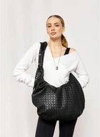 Женская большая сумка Хобо из экокожи со съемным кошельком SAMBAG Черный (5176035854)