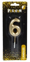 Свеча для торта Pelican, "6" ЗОЛОТО 4,5см Золотой Pelican (864516)