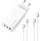 Зарядний пристрій ColorWay GaN Mini 65W PD Port PPS USB (USB-2C1A) cable Type-C&Lightning (CW-CHS058PDCL-WT)