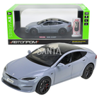 Машинка металлическая Tesla Model S Electrocar Тесла Модель S Электрокар серая 1:24 зарядная станция звук свет откр двери капот багажник резина колеса 18,5*7,2*5см (AP7713)