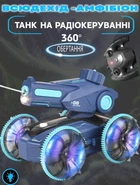 Танк на радиоуправлении с водяной пушкой AToys Amphibsous 17.5 см машинка амфибия плавающая Синий
