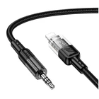 Кабель Hoco UPA27 прозрачный цифровой аудиокабель Lightning 3.5mm текстильная оплётка черный 1.2м