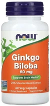 Натуральная добавка Now Foods Ginkgo Biloba 60 мг Веганские капсулы