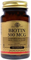 Біотин Вітамін В7 Solgar Biotin 300 мкг 100 таблеток (ARE-576489)