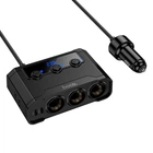 Адаптер автомобильный HOCO Anshun digital display 3-in-1 cigarette lighter car charger Z64 |2USB/2Type-C, 15W USB+240W DC| Black
